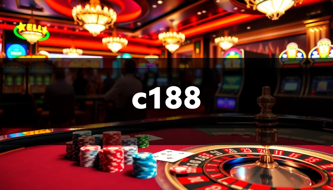 Thrilling moment at the casino with c168, showcasing poker action and vibrant slot machines.