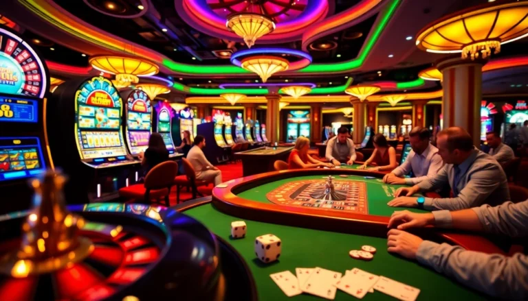 Experience the thrilling atmosphere of 789f's luxurious casino, filled with vibrant tables and exciting games.