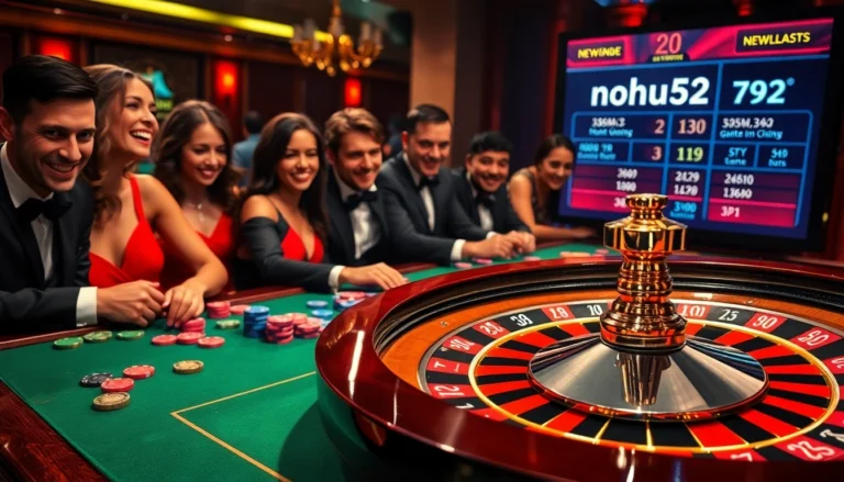 Gamblers at the roulette table enjoying exhilarating gameplay at nohu52 casino.