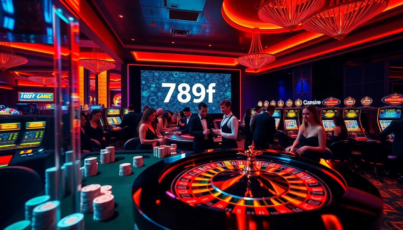 Exciting scene of players at a busy casino table featuring 789f, highlighting thrilling gambling action and vibrant atmosphere.