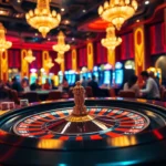 new88 casino vibrant scene with roulette, players, and slot machines